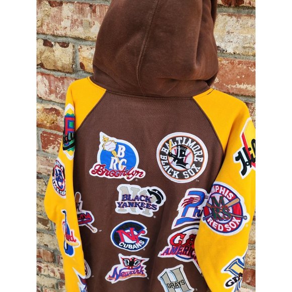 VTG NLBM all stars big boy negro leagues mens XL Museum patch hoodie brown EUC - Picture 13 of 16